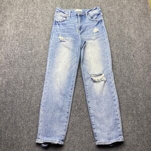 Risen Jeans Womens Light Wash Distressed High Rise Straight Leg Denim ST_RDP5466